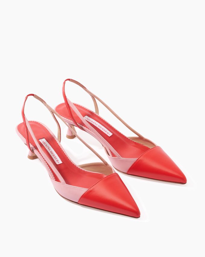 Leather Slingback Kitten Heels
