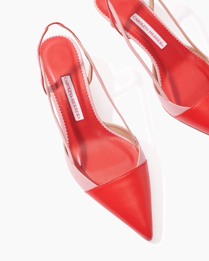 Leather Slingback Kitten Heels