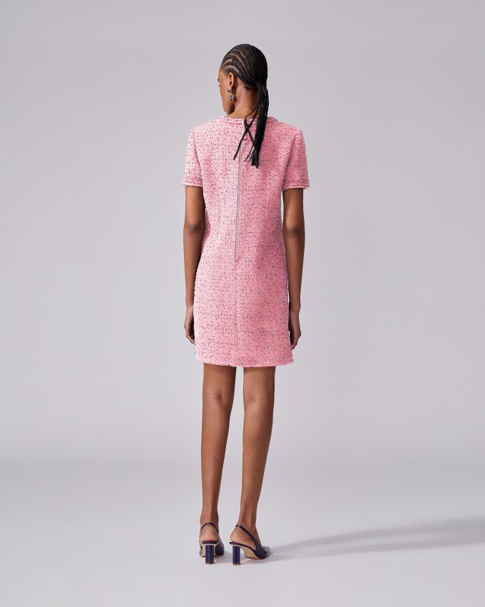 Tweed Shift Dress with Bow