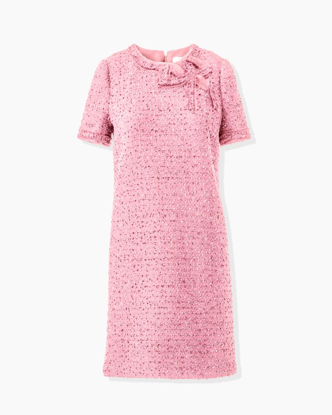 Tweed Shift Dress with Bow