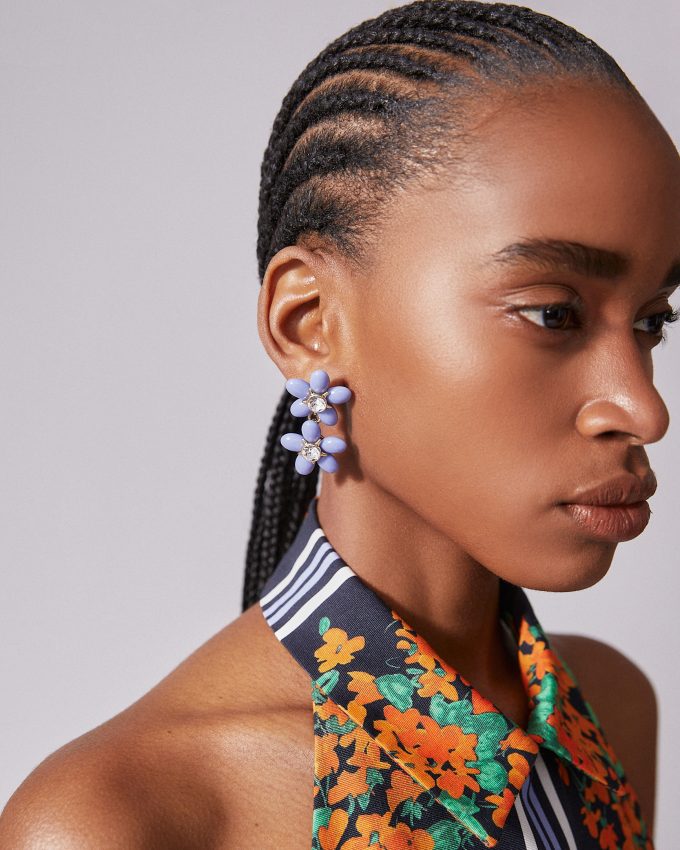 Double Flower Drop Earrings