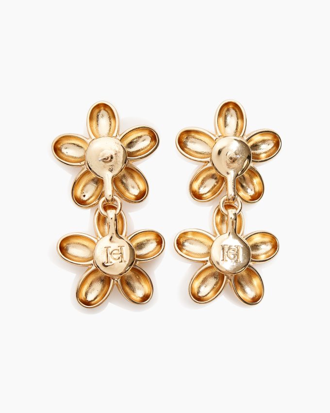 Double Flower Drop Earrings