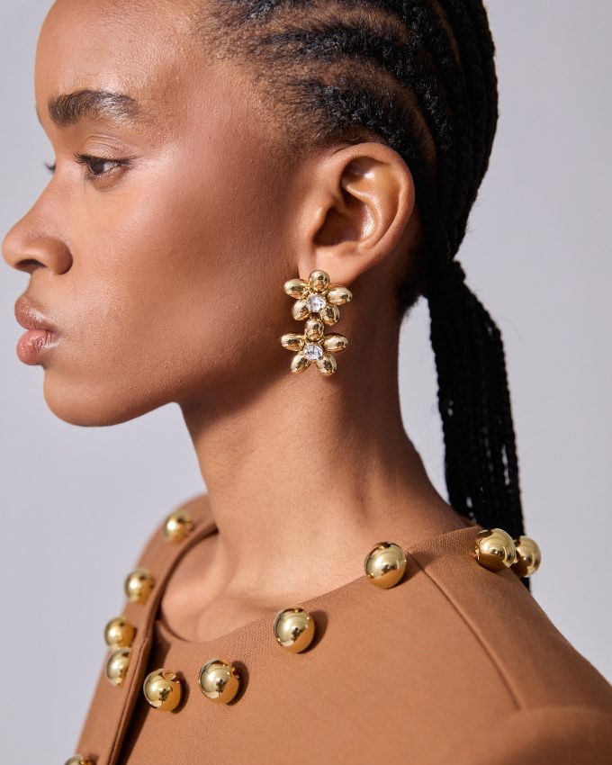Double Flower Drop Earrings