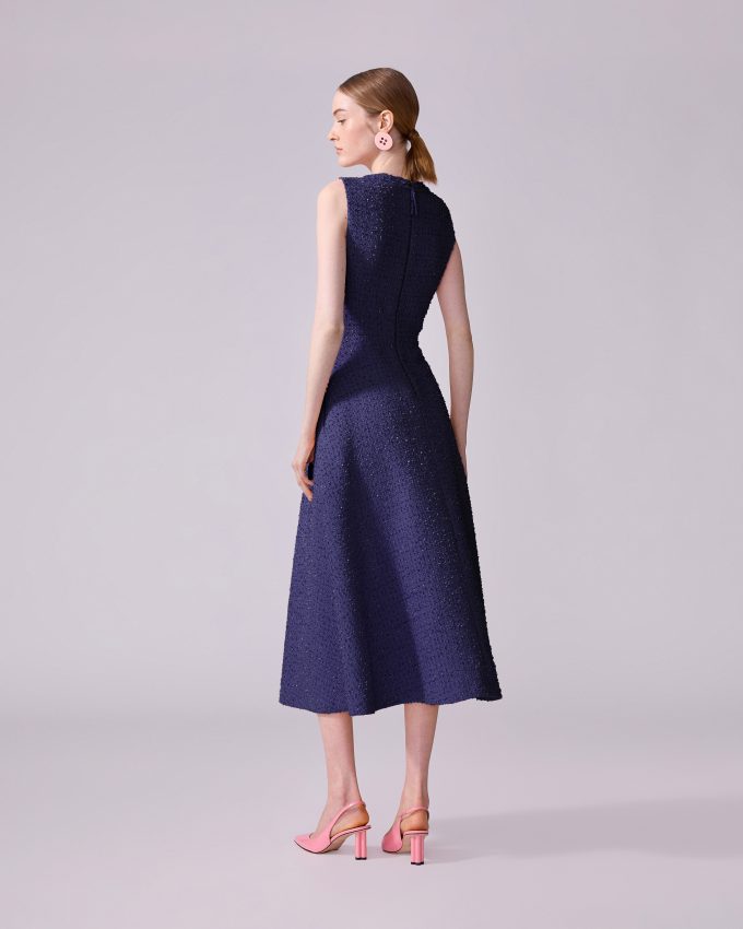 Tweed Midi Dress with Bow