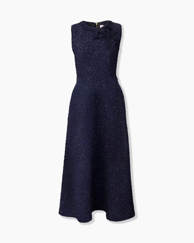 Tweed Midi Dress with Bow