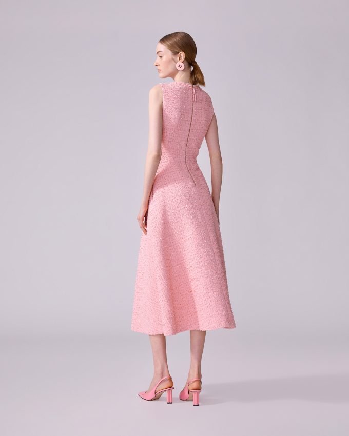 Tweed Midi Dress with Bow