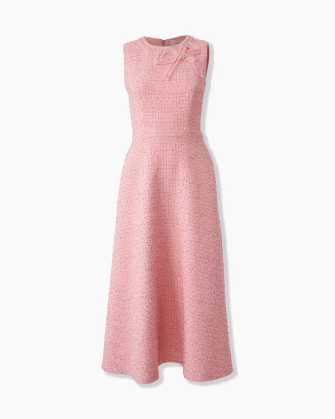 Tweed Midi Dress with Bow
