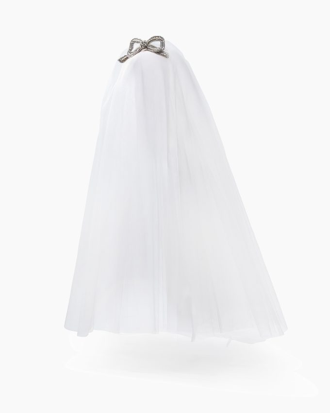 Embroidered Bow Tiara and Veil
