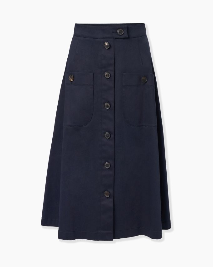 Button-Front Midi Skirt