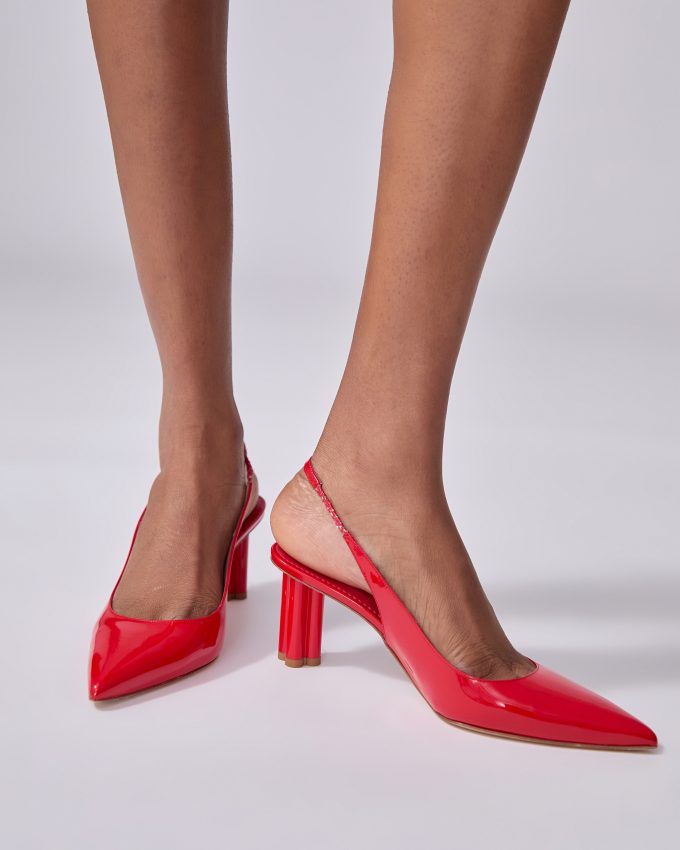 Cylinder-Heel Patent Leather Pumps