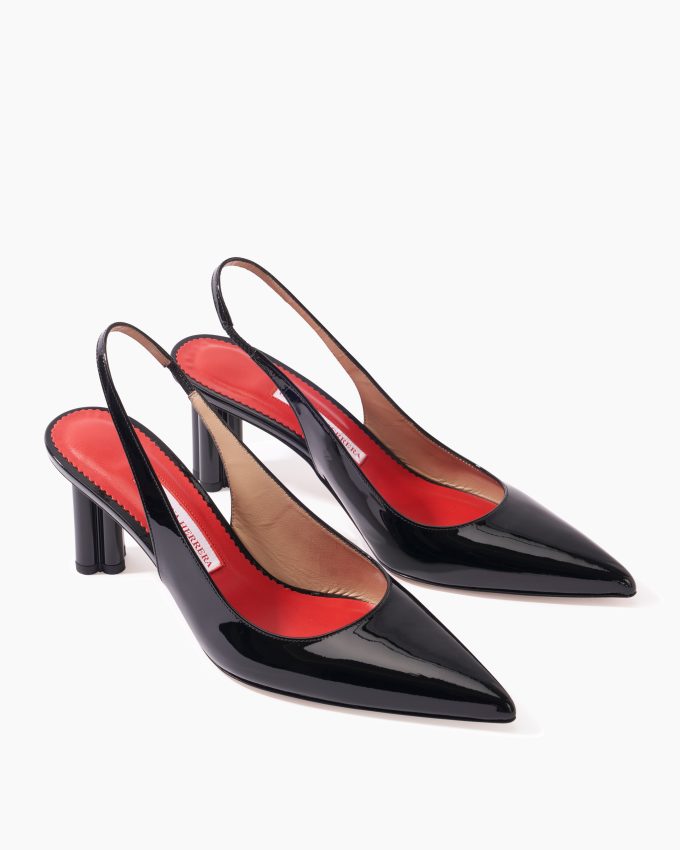 Cylinder-Heel Patent Leather Pumps