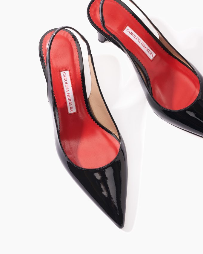 Cylinder-Heel Patent Leather Pumps