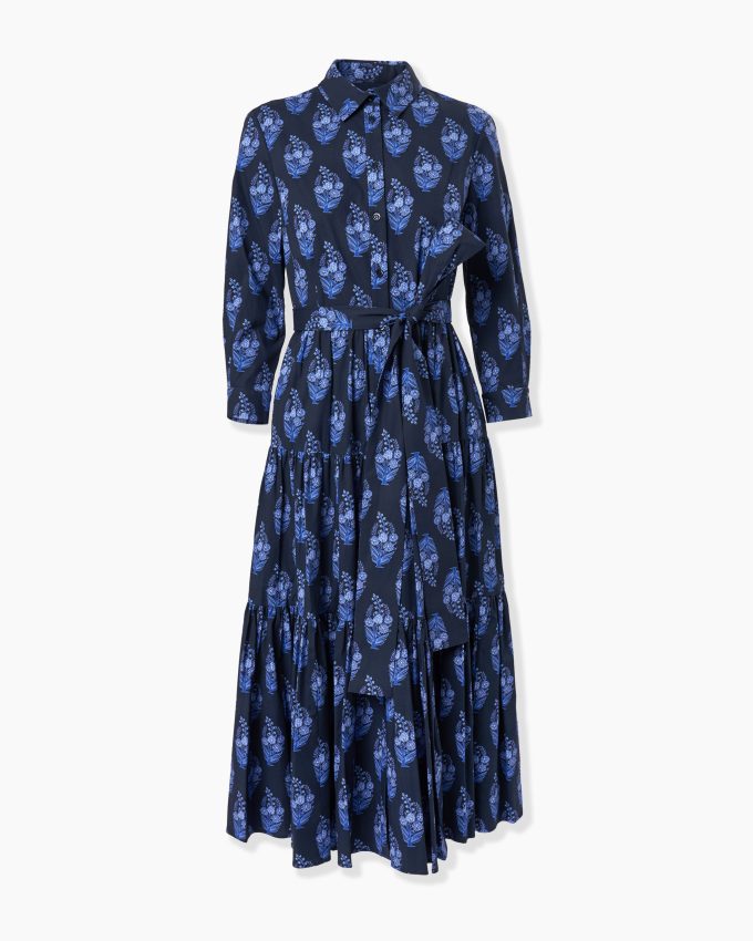 Floral-Block-Print Shirt Dress