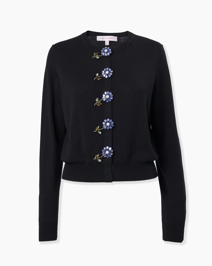 Floral-Embroidered Cardigan