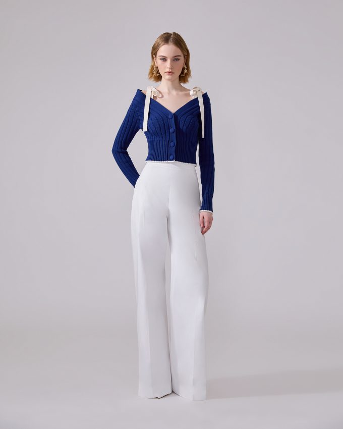 Off-Shoulder Cardigan With Ties