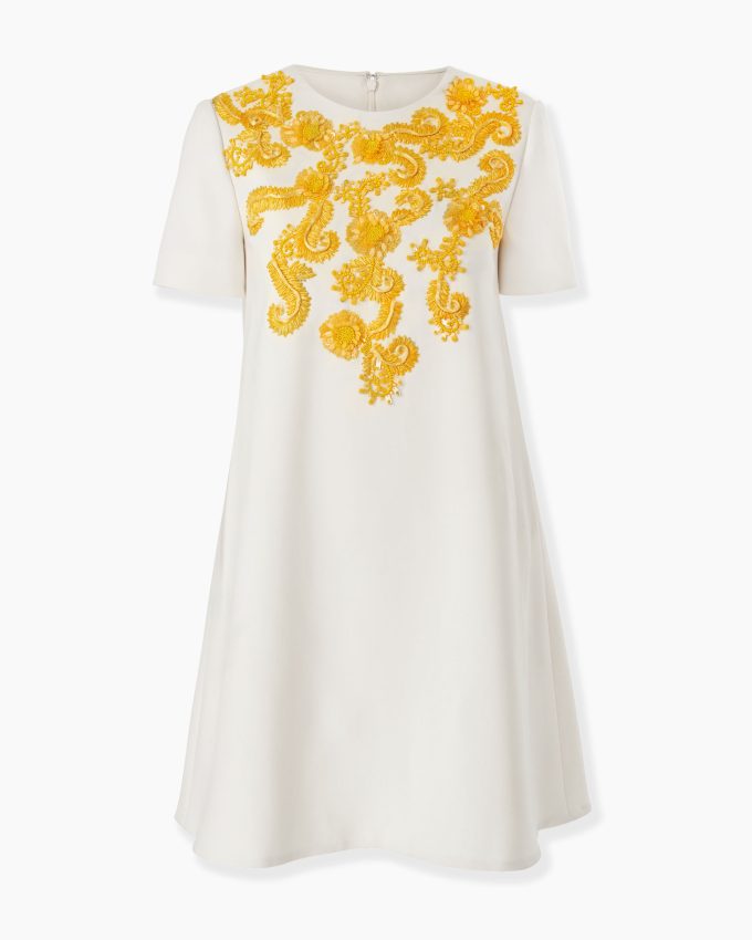Embroidered Shift Mini Dress