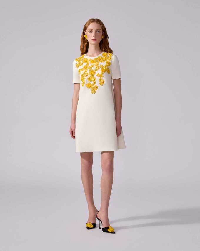 Embroidered Shift Mini Dress