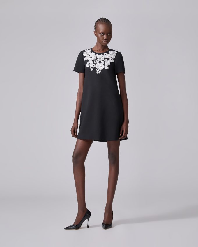 Embroidered Shift Mini Dress