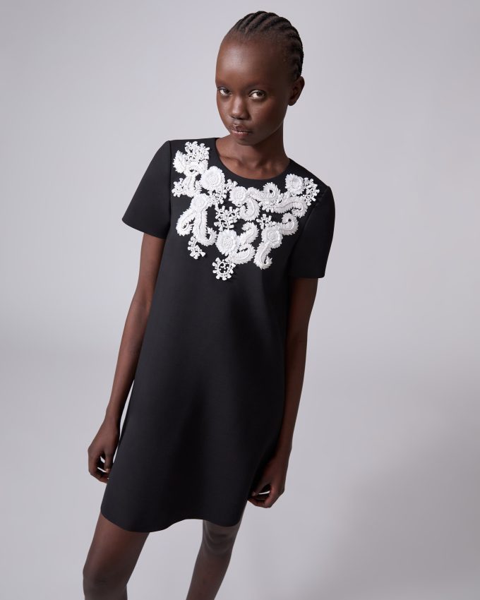 Embroidered Shift Mini Dress
