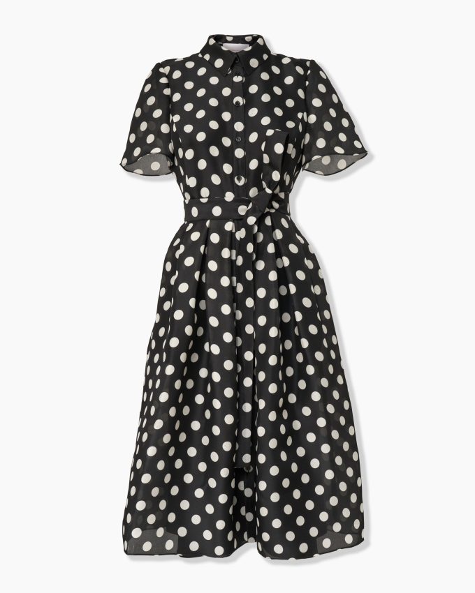 Polka Dot Midi Shirt Dress