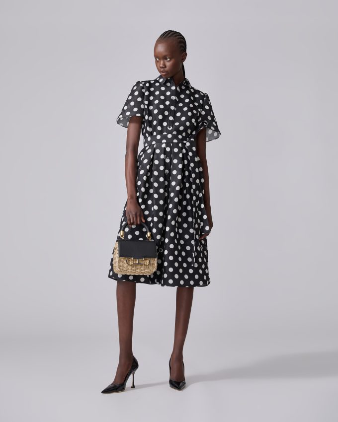 Polka Dot Midi Shirt Dress