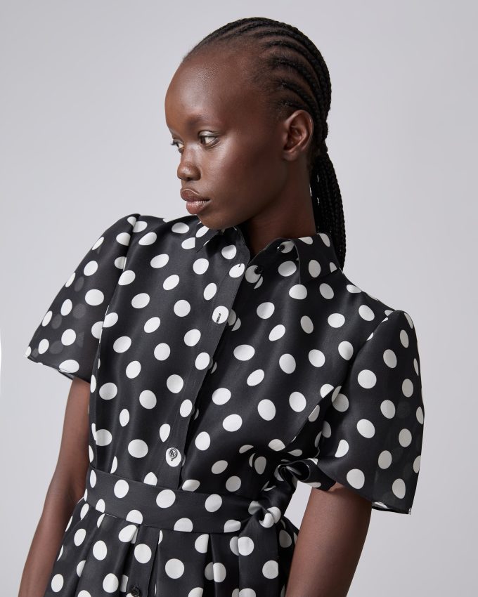 Polka Dot Midi Shirt Dress