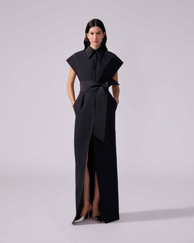 Cap-Sleeve Trench Gown