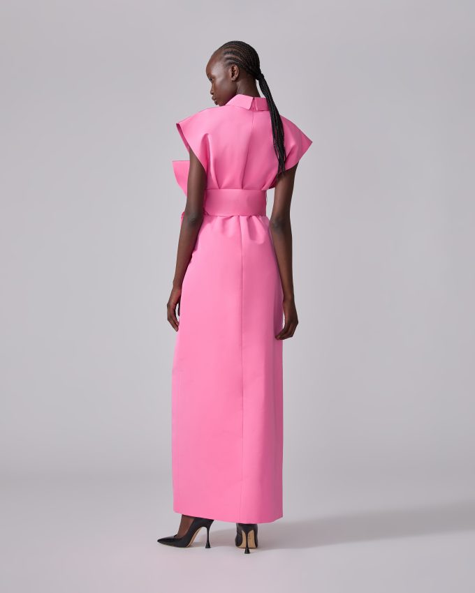 Cap-Sleeve Trench Gown