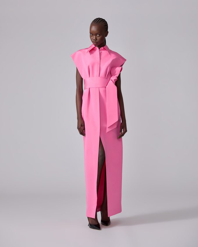 Cap-Sleeve Trench Gown