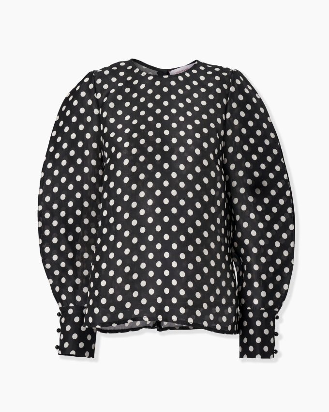 Polka Dot Arc Sleeve Top