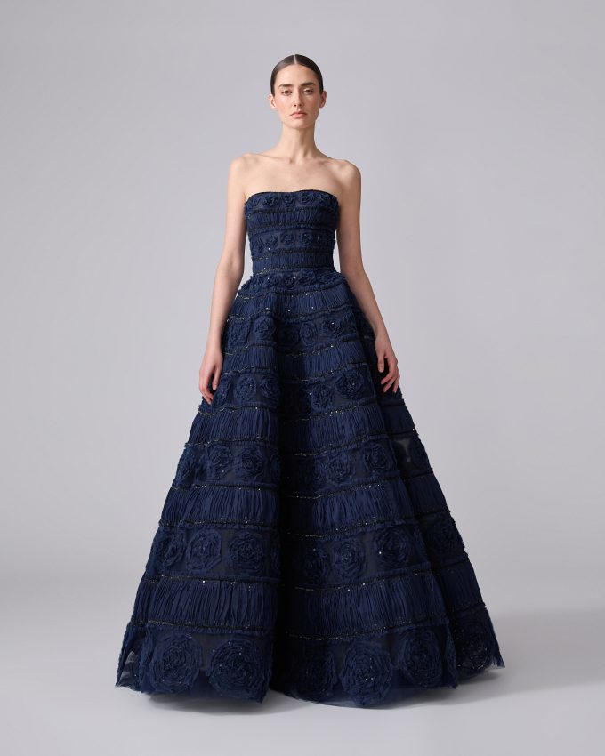 Embroidered Tulle Ball Gown