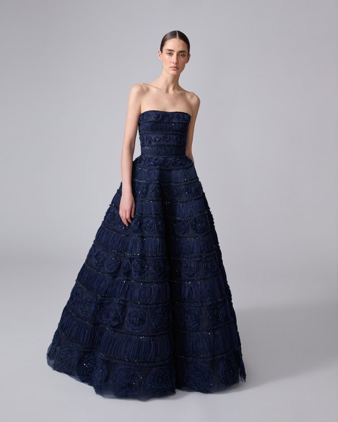 Embroidered Tulle Ball Gown