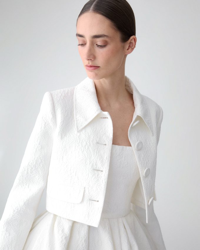 Floral Cloque Cropped Jacket