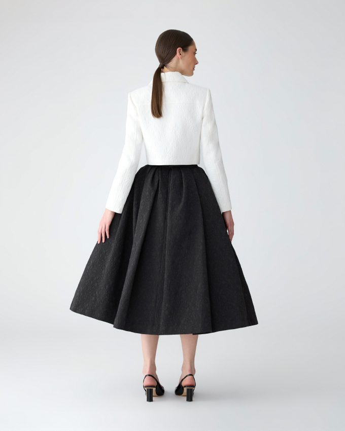 Floral Cloque Full Midi Skirt