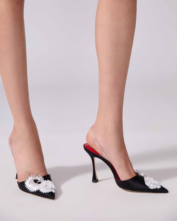 Embellished Kitten Heel Mule