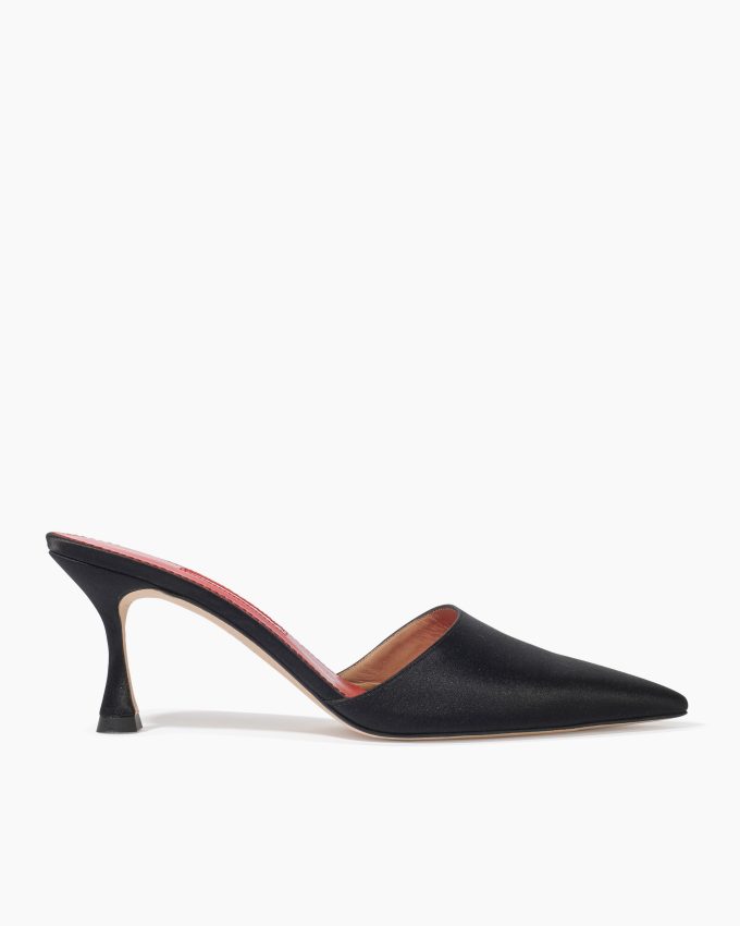 Satin Kitten Heel Mule