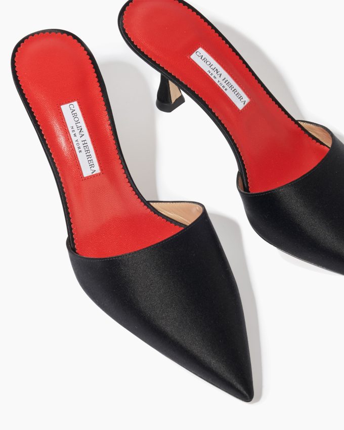 Satin Kitten Heel Mule