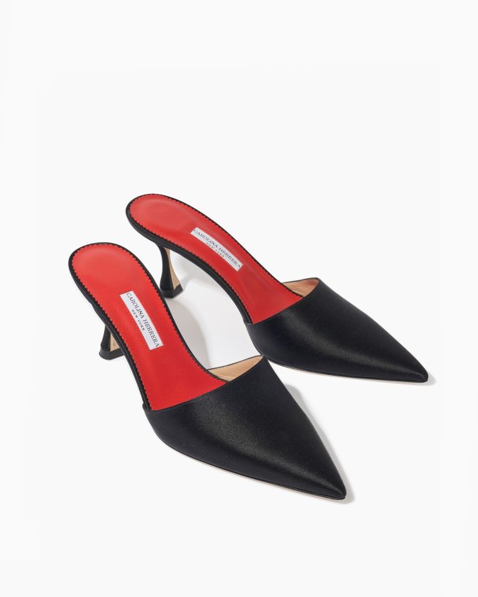 Satin Kitten Heel Mule