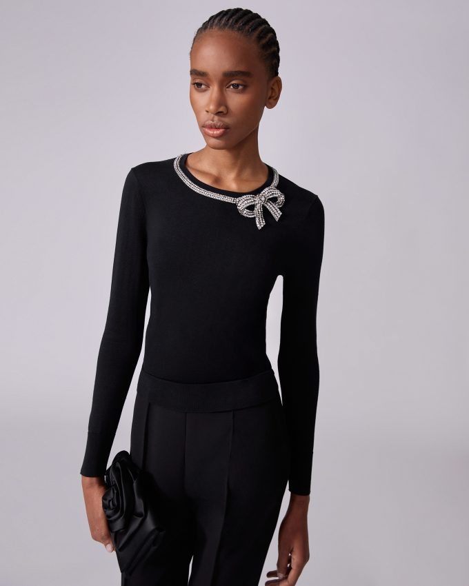 Crystal-Embroidered Sweater