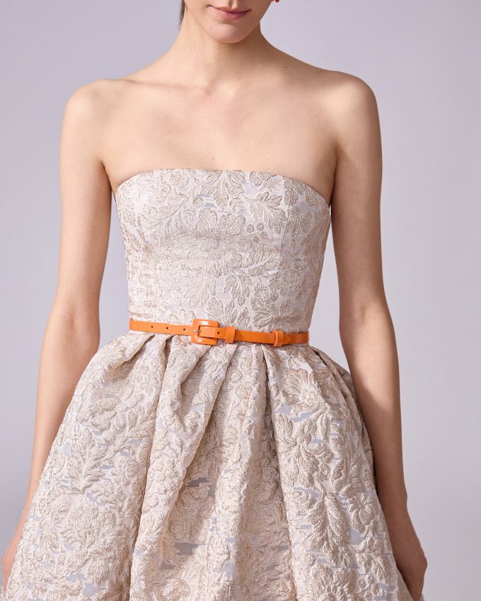 Fil Coupé Strapless Ball Gown