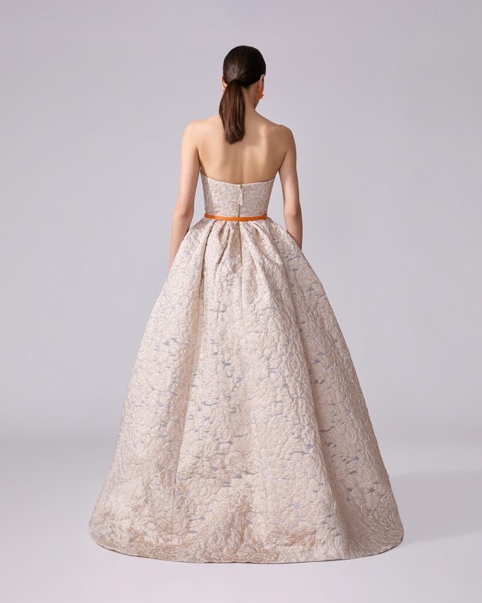 Fil Coupé Strapless Ball Gown