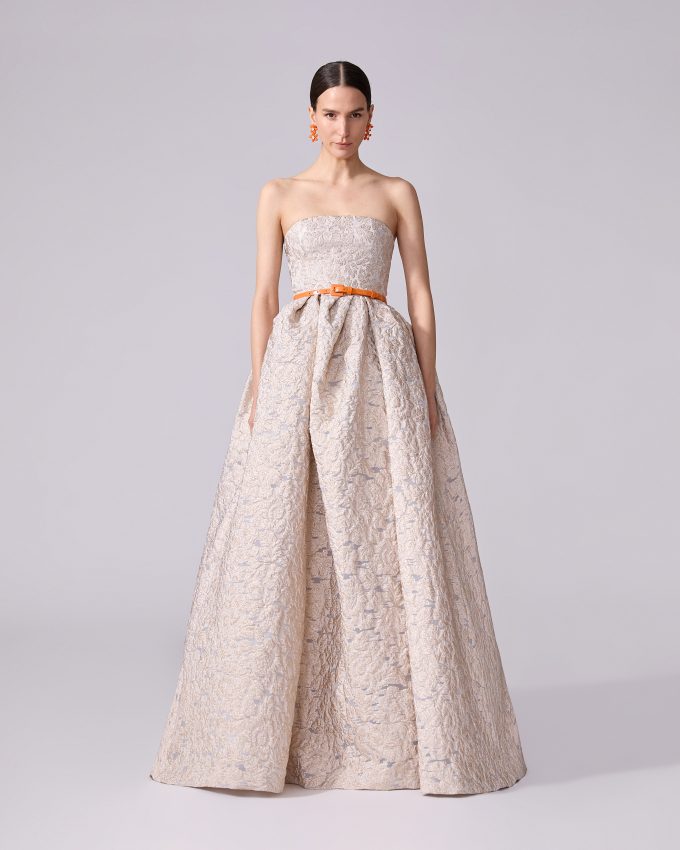 Fil Coupé Strapless Ball Gown