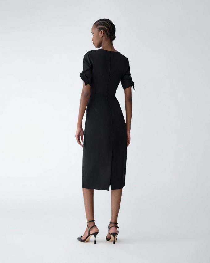 Sleeve-Tie Midi Dress