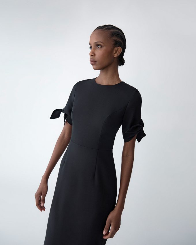 Sleeve-Tie Midi Dress