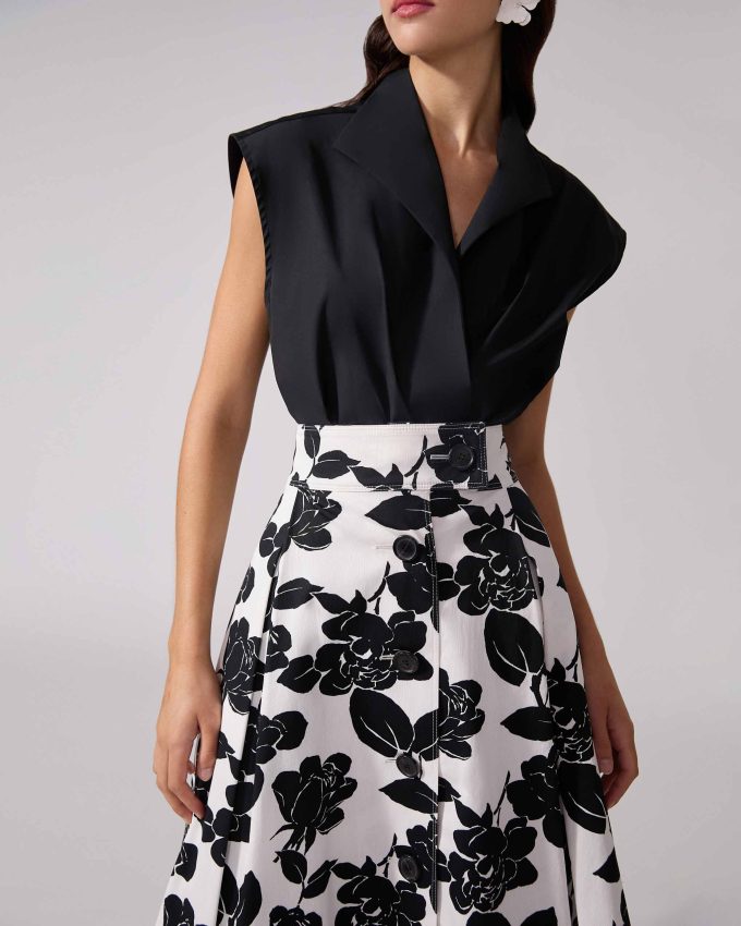 Floral-Print Midi Skirt