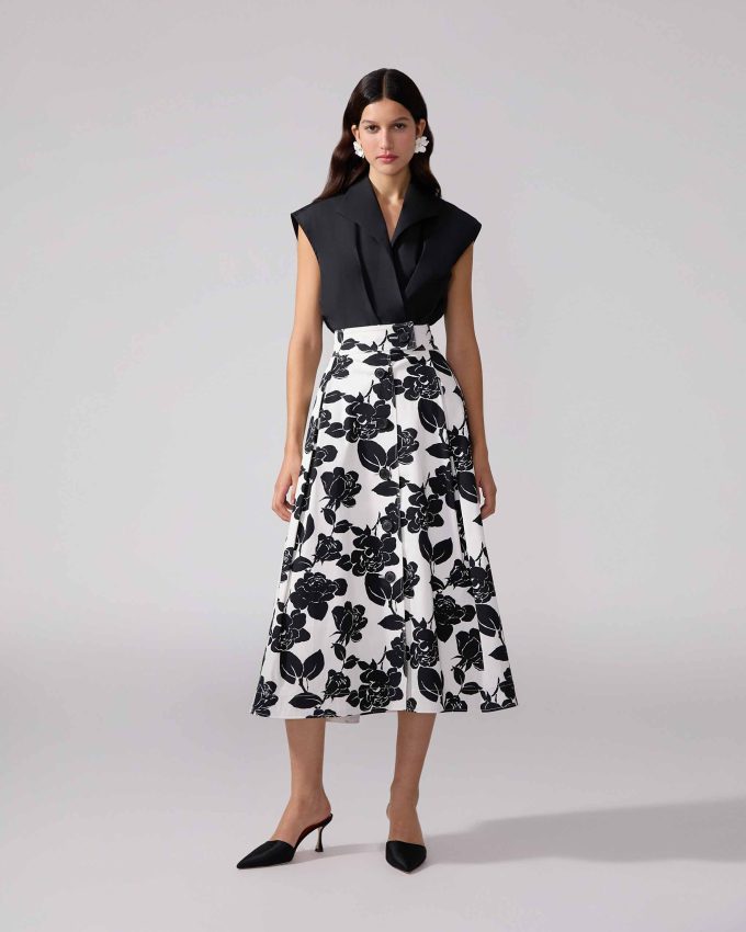 Floral-Print Midi Skirt