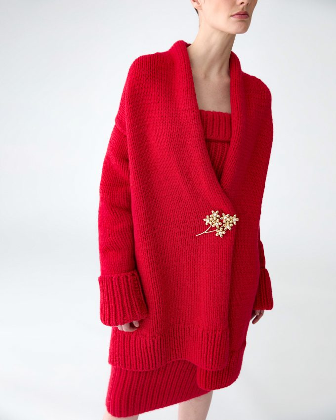 Cashmere Knit Shawl Coat