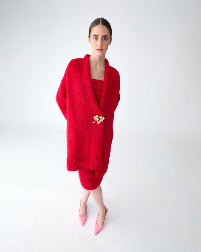 Cashmere Knit Shawl Coat