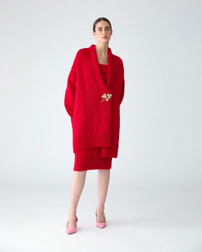 Cashmere Knit Shawl Coat